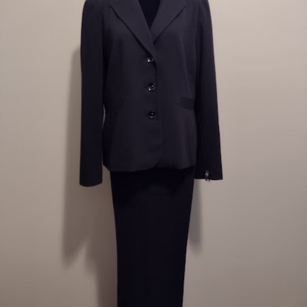 Jones New York, 2pc Pant Suit, Black, Size-12, Dry Cleaned